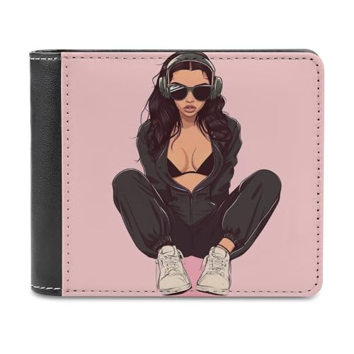 Jubonexis Cartoon-Frau mit Sonnenbrille, weiches PU-Leder, Bifold Geldbörse, Münzgeldbörse, Kreditkartenetui, langlebig, Kartenhalter, schlanke Geldscheinfach für Männer und Frauen Jubonexis Cartoon-Frau mit Sonnenbrille, weiches PU-Leder, Bifold Geldbörse, Münzgeldbörse, Kreditkartenetui, langlebig, Kartenhalter, schlanke Geldscheinfach für Männer und Frauen von Jubonexis