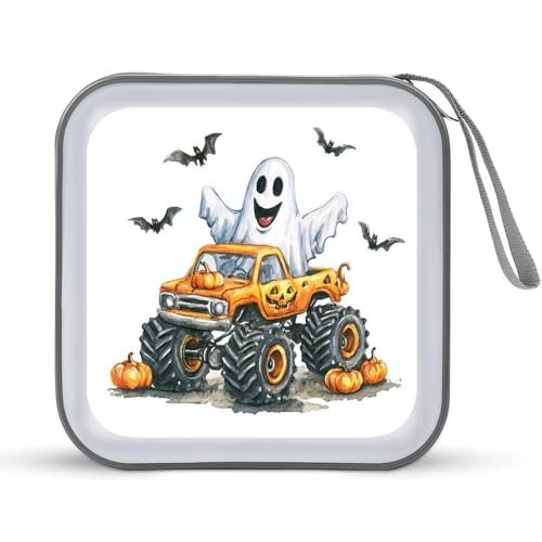 Jubonexis Cartoon-Geister- und Orange-Truck-CD-Hülle, DVD-Aufbewahrung, tragbar, für Auto, Zuhause, Reisen Jubonexis Cartoon-Geister- und Orange-Truck-CD-Hülle, DVD-Aufbewahrung, tragbar, für Auto, Zuhause, Reisen von Jubonexis