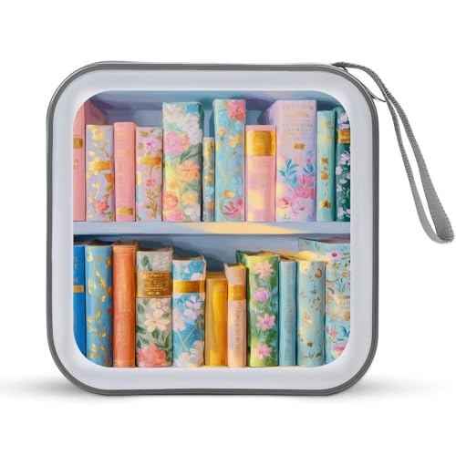 Jubonexis Company Bücherregal Bücher Blumendruck CD-Hülle DVD Aufbewahrungstasche tragbar für Auto Zuhause Reisen von Jubonexis