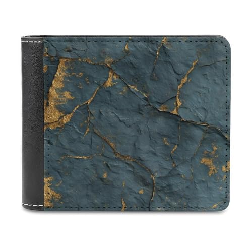 Jubonexis Cool Blue Slate Texture Soft PU Leather Bifold Wallet, Coin Purse Credit Pass Case, Durable Card Holder Slim Billfold for Men Woman Money Storage von Jubonexis