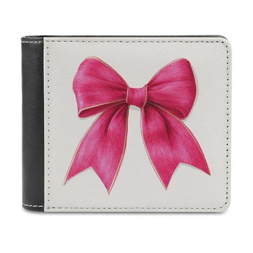Jubonexis Coquette Style Pink Bow Soft PU Leather Bifold Wallet, Coin Purse Credit Pass Case, Durable Card Holder Slim Billfold for Men Woman Money Storage von Jubonexis