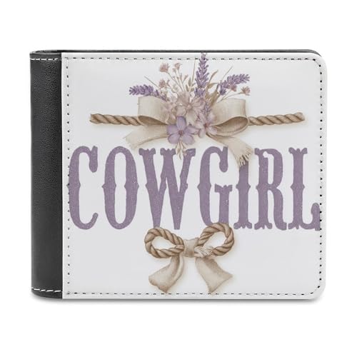 Jubonexis Cowgirl Coquette Bow Western Floral Soft PU Leather Bifold Wallet Coin Purse Credit Pass Case, Durable Card Holder Slim Billfold for Men Woman Money Storage von Jubonexis