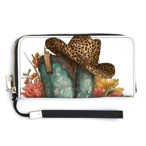 Jubonexis Cowgirl-Stiefel, Leopardenmuster, Cowboyhut, PU-Leder, Clutch, lange Faltbörse, Münzgeldbörse, Kreditkartenetui, robuster Kartenhalter, Geldaufbewahrung für Damen und Herren Jubonexis Cowgirl-Stiefel, Leopardenmuster, Cowboyhut, PU-Leder, Clutch, lange Faltbörse, Münzgeldbörse, Kreditkartenetui, robuster Kartenhalter, Geldaufbewahrung für Damen und Herren von Jubonexis
