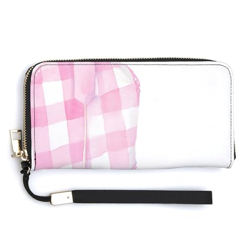 Jubonexis Cowgirl-Stiefel, PU-Leder, Clutch, lang, Münzgeldbörse, Kreditkartenetui, robuster Kartenhalter, Geldaufbewahrung, für Damen und Herren, Aquarell-Rosa von Jubonexis