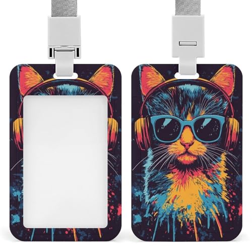 Jubonexis DJ Cat ID Badge Holder Retractable Clip Card Holder Card Protector Name Badge Name Tag for Work Office Doctor Nurse von Jubonexis