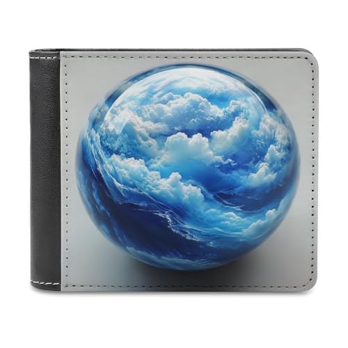 Jubonexis Fantasy Glass Blue Cloud Soft PU Leather Bifold Wallet, Coin Purse Credit Pass Case, Durable Card Holder Slim Billfold for Men Woman Money Storage von Jubonexis