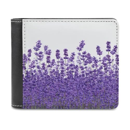 Jubonexis Field of Purple Lavender Flowers Soft PU Leather Bifold Wallet, Coin Purse Credit Pass Case, Durable Card Holder Slim Billfold for Men Woman Money Storage von Jubonexis