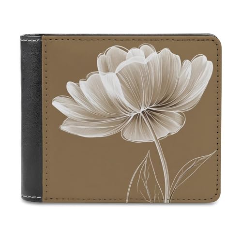 Jubonexis Flower Line Art on Brown Minimalist Soft PU Leather Bifold Wallet, Coin Purse Credit Pass Case, Durable Card Holder Slim Billfold for Men Woman Money Storage von Jubonexis