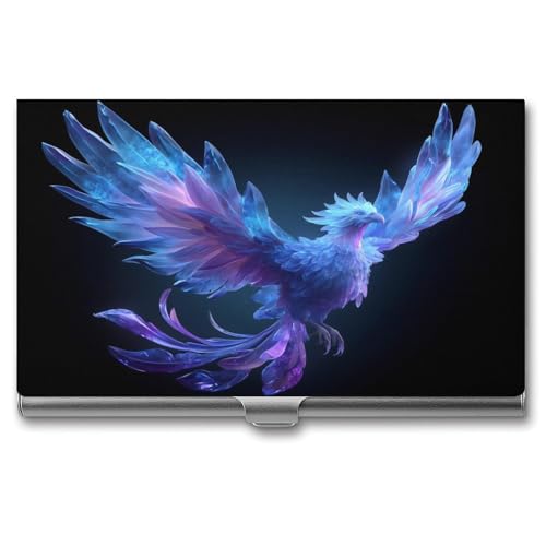 Jubonexis Flying Ice Phoenix in Magical Glow Visitenkartenhalter Pocket Slim Metall Visitenkartenetui für Damen Herren von Jubonexis