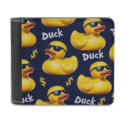 Jubonexis Gelbe Gummienten mit Sonnenbrille, weiches PU-Leder, Bifold Wallet, Münzgeldbörse, Kreditkartenetui, langlebiger Kartenhalter, schlanke Geldscheinfach für Männer und Frauen von Jubonexis