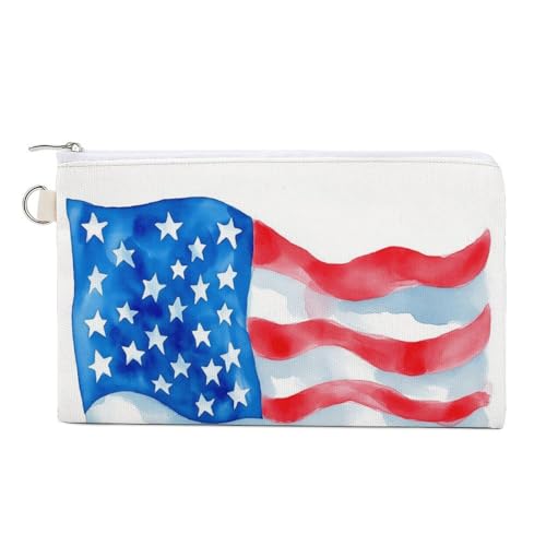 Jubonexis Geldbörse aus Segeltuch, Aquarell-Cartoon-Cartoon-Flagge, Münzgeldbörse, Reißverschluss, kleine Kosmetiktasche von Jubonexis