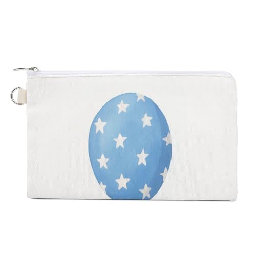 Jubonexis Geldbörse aus Segeltuch, Aquarellfarben, niedlich, kleiner blauer Ballon-Druck, Münzgeldbörse, Reißverschluss, kleine Kosmetiktasche von Jubonexis