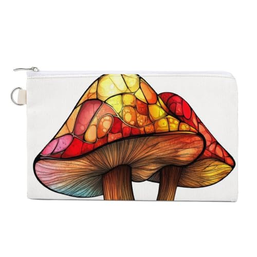 Jubonexis Geldbörse aus Segeltuch, Buntglas, Pilz, buntes Muster, Münzgeldbörse, Reißverschluss, kleine Kosmetiktasche von Jubonexis