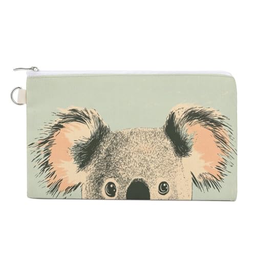 Jubonexis Geldbörse aus Segeltuch, Koala-Porträt-Druck, Münzgeldbörse, Reißverschluss, kleine Kosmetiktasche von Jubonexis