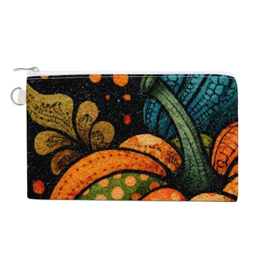 Jubonexis Geldbörse aus Segeltuch, Kürbis mit Punktemuster, Münzgeldbörse, Reißverschluss, kleine Kosmetiktasche von Jubonexis