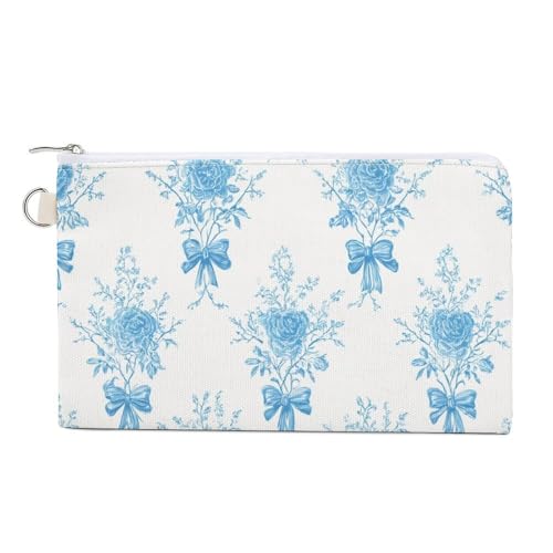 Jubonexis Geldbörse aus Segeltuch, pastellblaue Spitze, Blumendruck, Münzgeldbörse, Reißverschluss, kleine Kosmetiktasche Jubonexis Geldbörse aus Segeltuch, pastellblaue Spitze, Blumendruck, Münzgeldbörse, Reißverschluss, kleine Kosmetiktasche von Jubonexis