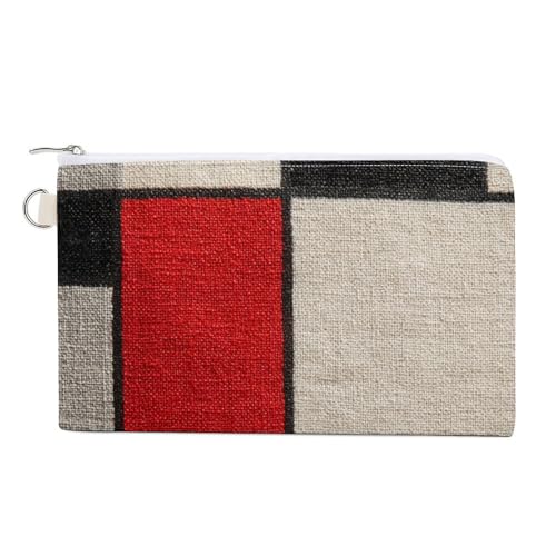 Jubonexis Geldbörse aus Segeltuch, rot / schwarz / weiß, Stoffmuster, Münzgeldbörse, Reißverschluss, kleine Kosmetiktasche von Jubonexis