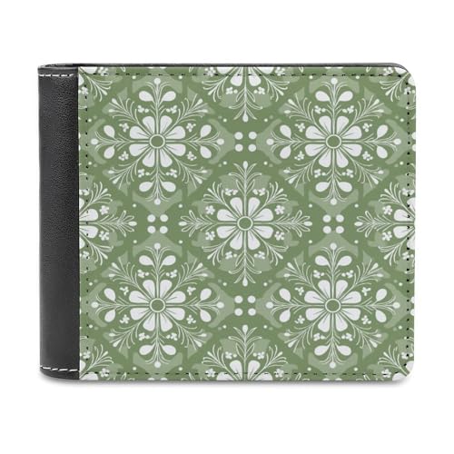 Jubonexis Geldbörse aus weichem PU-Leder, Münzgeldbörse, Kreditkarten-Etui, langlebig, schmal, für Männer und Frauen, Salbeigrün und Weiß von Jubonexis