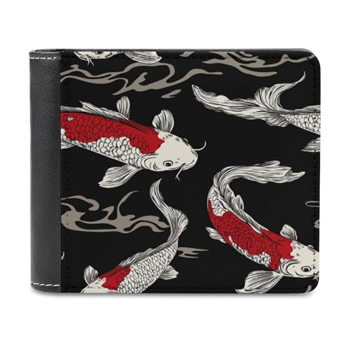 Jubonexis Geldbörse aus weichem PU-Leder, Rot und Weiß, für Münzen und Kreditkarten, langlebig, Kartenhalter, schmal, für Männer und Frauen von Jubonexis