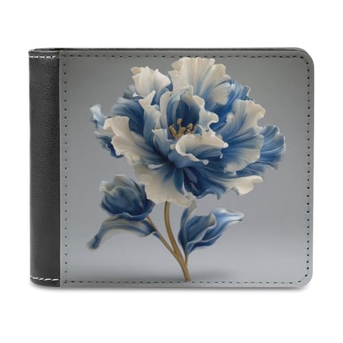 Jubonexis Geldbörse aus weichem PU-Leder, mit Blumenmuster, Geldaufbewahrung, für Münzen, Kreditkarten, langlebig, Kartenhalter, schlanke Geldscheinfach, Hellblau von Jubonexis