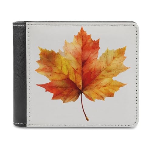 Jubonexis Geldbörse aus weichem PU-Leder, mit Herbst-Ahornblatt-Motiv, Orange von Jubonexis