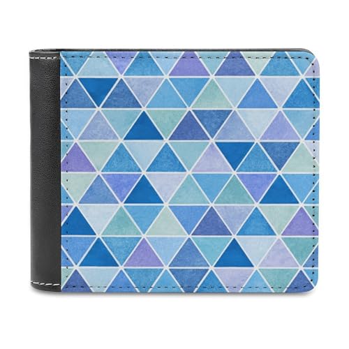 Jubonexis Geldbörse aus weichem PU-Leder, zweifach gefaltet, für Münzen, Kreditkarten, langlebig, Kartenhalter, schlanke Geldscheinfach, für Männer und Frauen, Aquarell-Blau von Jubonexis