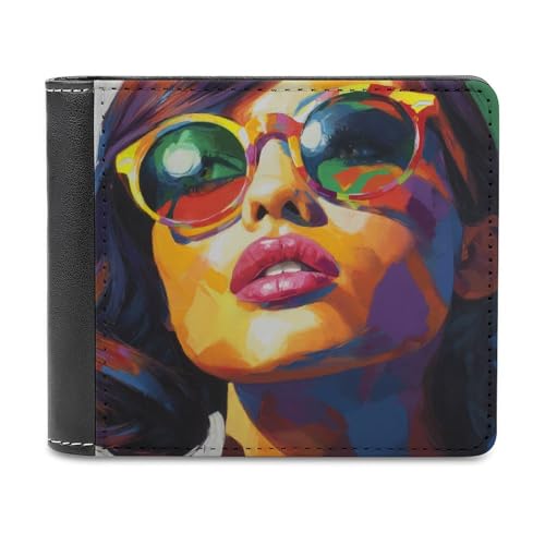 Jubonexis Geldbörse für Damen mit bunter Sonnenbrille, weiches PU-Leder, Münzgeldbörse, Kreditkartenetui, langlebig, Kartenhalter, schlanke Geldscheinfach für Männer und Frauen, Geldaufbewahrung von Jubonexis