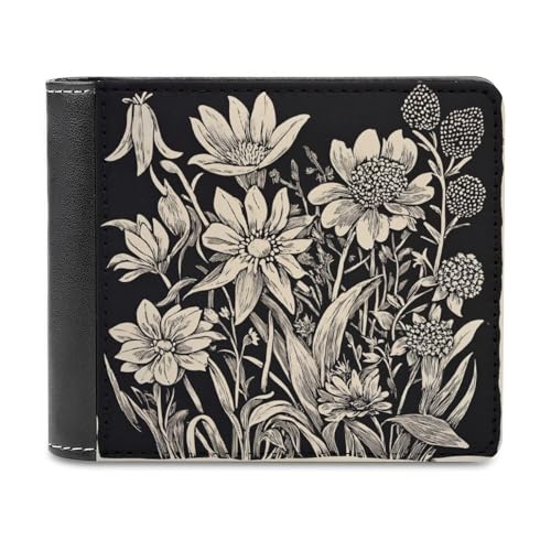 Jubonexis Geldbörse im Retro-Stil mit Blumenmotiv, aus weichem PU-Leder, für Münzen, Kreditkarten, langlebig, Kartenhalter, schmal, für Damen und Herren von Jubonexis