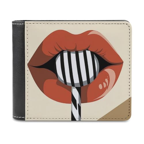 Jubonexis Geldbörse mit Lippen und rotem Lippenstift, weiches PU-Leder, Münzgeldbörse, Kreditkartenetui, langlebig, Kartenhalter, schlanke Geldscheinfach für Männer und Frauen von Jubonexis