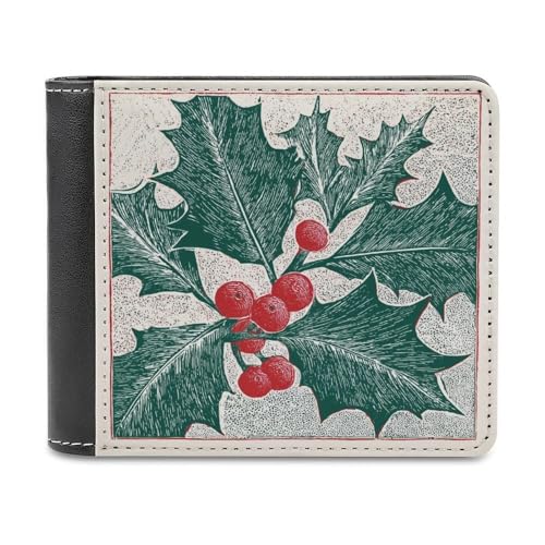 Jubonexis Geldbörse mit Weihnachts-Stechpalme, weiches PU-Leder, Münzgeldbörse, Kreditkartenetui, langlebig, Kartenhalter, schlanke Geldscheinfach für Männer und Frauen von Jubonexis
