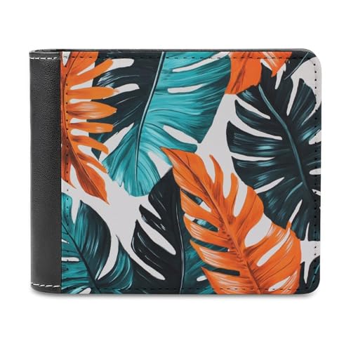 Jubonexis Geldbörse mit tropischem Blättermuster, weiches PU-Leder, Münzgeldbörse, Kreditkartenetui, langlebig, Kartenhalter, schlanke Geldscheinfach, für Männer und Frauen, Orange / Blaugrün Jubonexis Geldbörse mit tropischem Blättermuster, weiches PU-Leder, Münzgeldbörse, Kreditkartenetui, langlebig, Kartenhalter, schlanke Geldscheinfach, für Männer und Frauen, Orange / Blaugrün von Jubonexis