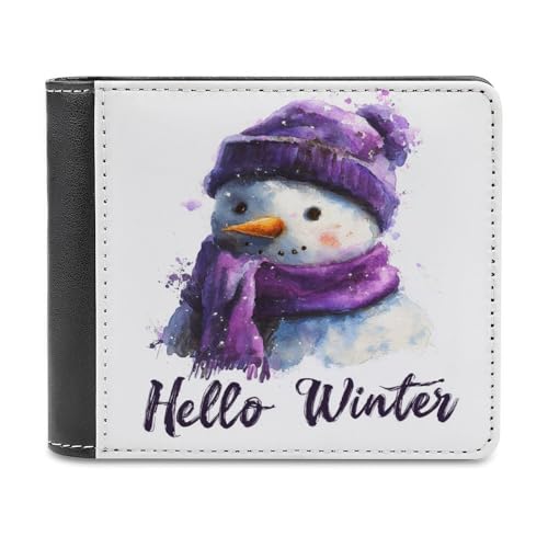 Jubonexis Geldbörse mit weihnachtlichem Schneemann und Schal, weiches PU-Leder, Geldbörse, Geldbörse, Kreditkartenetui, langlebig, Kartenhalter, schmal, für Männer und Frauen, Geldaufbewahrung von Jubonexis