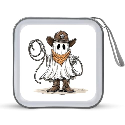 Jubonexis Ghost Wearing A Brown Cowboy Hat CD Case DVD Storage Case Portable for Car Home Travel Jubonexis Ghost Wearing A Brown Cowboy Hat CD Case DVD Storage Case Portable for Car Home Travel von Jubonexis