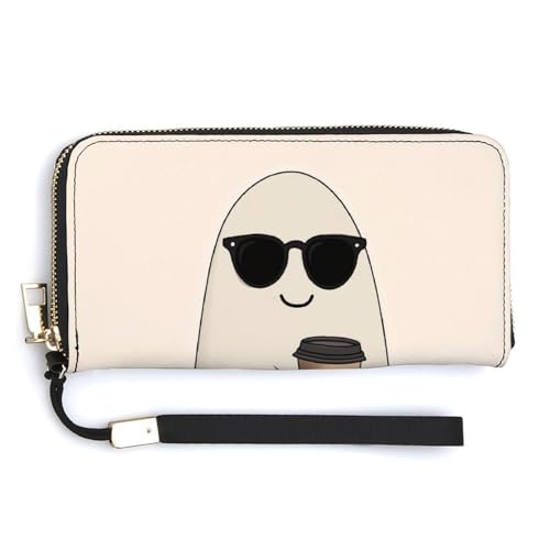 Jubonexis Ghost Wearing Black Sunglasses PU Leather Clutch Long Bifold Wallet, Coin Purse Credit Pass Case, Durable Card Holder Money Storage for Women Men von Jubonexis