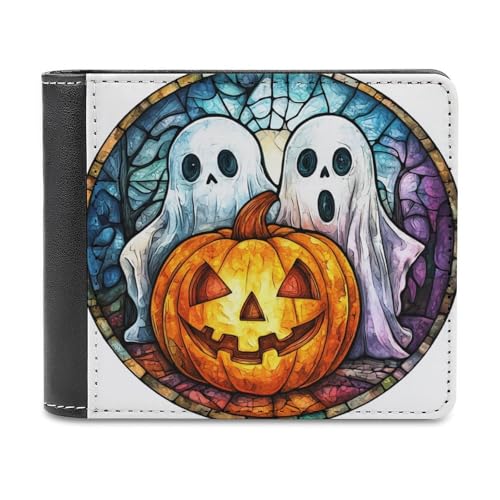 Jubonexis Ghosts Pumpkin Halloween Horror Soft PU Leather Bifold Wallet, Coin Purse Credit Pass Case, Durable Card Holder Slim Billfold for Men Woman Money Storage von Jubonexis
