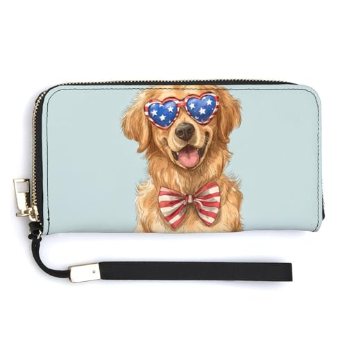 Jubonexis Golden Retriever Hunde-Sonnenbrille, PU-Leder, Clutch, lange Faltbörse, Münzgeldbörse, Kreditkartenetui, robuster Kartenhalter, Geldaufbewahrung für Damen und Herren von Jubonexis