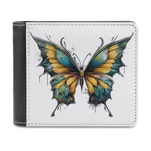 Jubonexis Graffiti of a Colorful Butterfly Soft PU Leather Bifold Wallet, Coin Purse Credit Pass Case, Durable Card Holder Slim Billfold for Men Woman Money Storage von Jubonexis