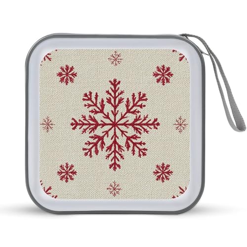 Jubonexis Große rote Schneeflocken-CD-Hülle, DVD-Aufbewahrung, tragbar, für Auto, Zuhause, Reisen Jubonexis Große rote Schneeflocken-CD-Hülle, DVD-Aufbewahrung, tragbar, für Auto, Zuhause, Reisen von Jubonexis