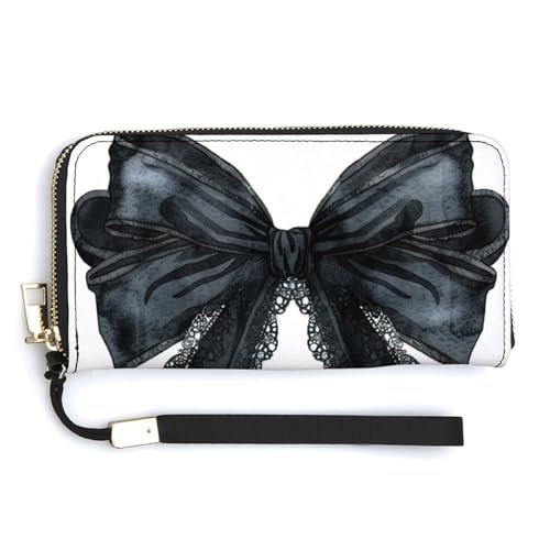 Jubonexis Halloween-Geldbörse mit Schleife, schwarze Spitze, PU-Leder, Clutch, lang, Geldbörse, Geldbörse, Kreditkartenetui, robuster Kartenhalter, Geldaufbewahrung für Damen und Herren von Jubonexis
