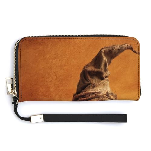 Jubonexis Halloween-Geldbörse mit zerrissenem spitzem Hexenhut, PU-Leder, Clutch, lange Faltbörse, Münzgeldbörse, Kreditkartenetui, langlebiger Kartenhalter, Geldaufbewahrung für Damen und Herren von Jubonexis