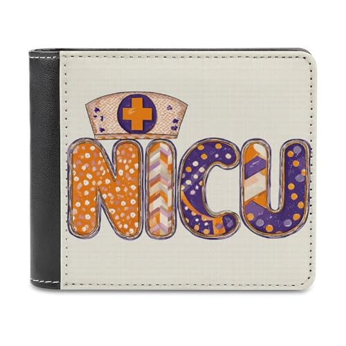 Jubonexis Halloween Preppy Nurse NICU Soft PU Leather Bifold Wallet, Coin Purse Credit Pass Case, Durable Card Holder Slim Billfold for Men Woman Money Storage von Jubonexis