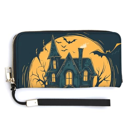 Jubonexis Happy Halloween Ghosts Haunted House PU Leder Clutch Lange Bifold Wallet Münzgeldbörse Kreditkartenetui Langlebig Kartenhalter Geld Aufbewahrung für Damen Herren Jubonexis Happy Halloween Ghosts Haunted House PU Leder Clutch Lange Bifold Wallet Münzgeldbörse Kreditkartenetui Langlebig Kartenhalter Geld Aufbewahrung für Damen Herren von Jubonexis