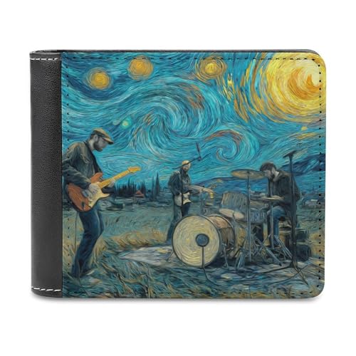 Jubonexis Hard Rock Band Playing Soft PU Leather Bifold Wallet, Coin Purse Credit Pass Case, Durable Card Holder Slim Billfold for Men Woman Money Storage von Jubonexis