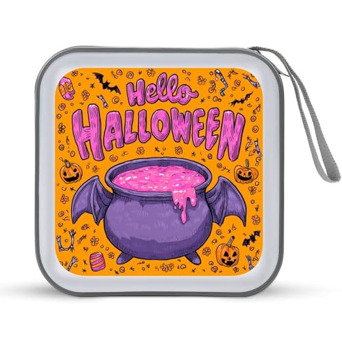 Jubonexis Hello Halloween Pink Liquid CD Case DVD Storage Case Portable for Car Home Travel von Jubonexis