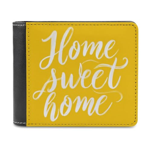 Jubonexis Home Sweet Home on Yellow Soft PU Leather Bifold Wallet, Coin Purse Credit Pass Case, Durable Card Holder Slim Billfold for Men Woman Money Storage von Jubonexis