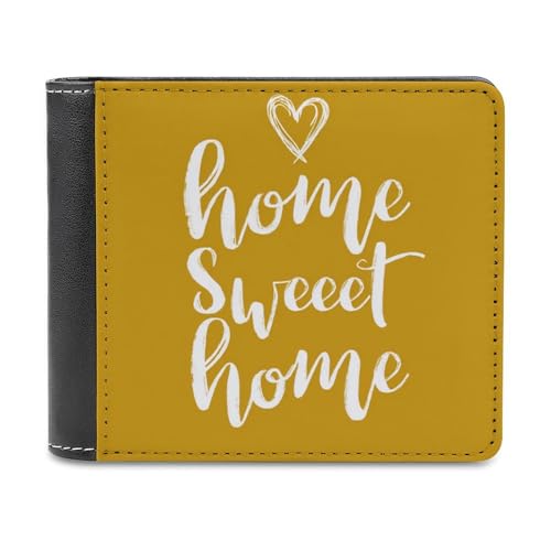 Jubonexis Home Sweet Home on Yellow Soft PU Leather Bifold Wallet, Coin Purse Credit Pass Case, Durable Card Holder Slim Billfold for Men Woman Money Storage von Jubonexis