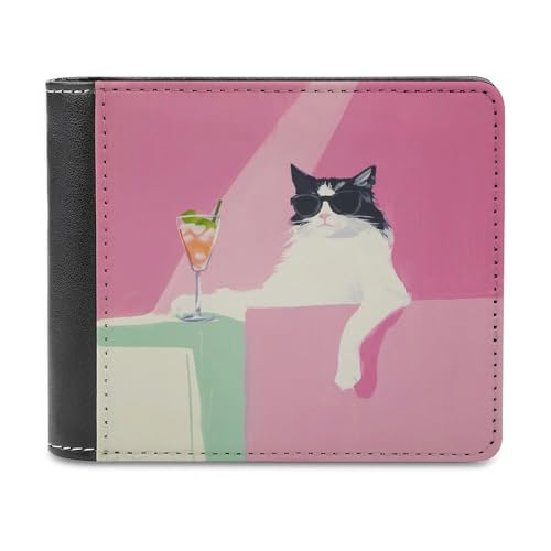 Jubonexis Katze, die Sonnenbrille trinkt, weiches PU-Leder, Bifold Wallet, Münzgeldbörse, Kreditkartenetui, langlebig, Kartenhalter, schlanke Geldscheinfach für Männer und Frauen, Geldaufbewahrung Jubonexis Katze, die Sonnenbrille trinkt, weiches PU-Leder, Bifold Wallet, Münzgeldbörse, Kreditkartenetui, langlebig, Kartenhalter, schlanke Geldscheinfach für Männer und Frauen, Geldaufbewahrung von Jubonexis