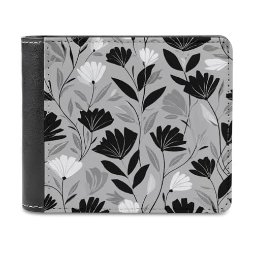 Jubonexis Leaves on A Grey Soft PU Leather Bifold Wallet, Coin Purse Credit Pass Case, Durable Card Holder Slim Billfold for Men Woman Money Storage von Jubonexis