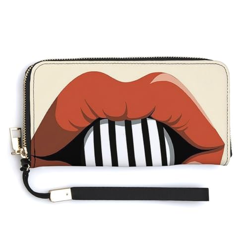 Jubonexis Lips with Red Lipstick PU Leather Clutch Long Bifold Wallet, Coin Purse Credit Pass Case, Durable Card Holder Money Storage for Women Men von Jubonexis