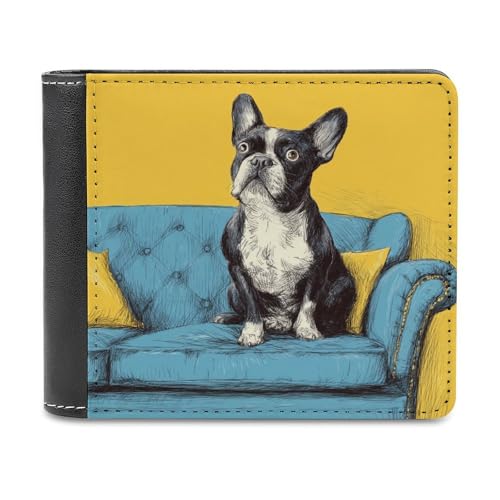 Jubonexis Little Dog Sit on The Sofa Soft PU Leather Bifold Wallet, Coin Purse Credit Pass Case, Durable Card Holder Slim Billfold for Men Woman Money Storage von Jubonexis